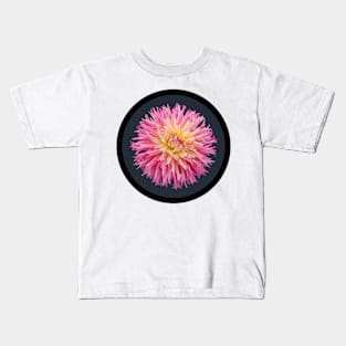 Pink Semi Cactus Dahlia Flower Circle Frame Kids T-Shirt